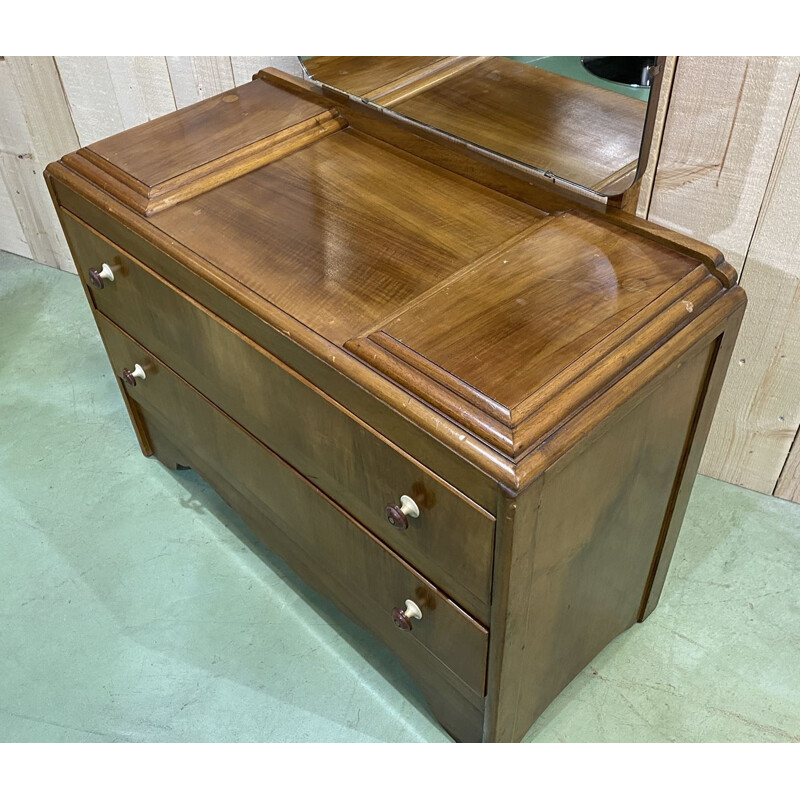 Vintage Art Deco dressing table in walnut, England 1930