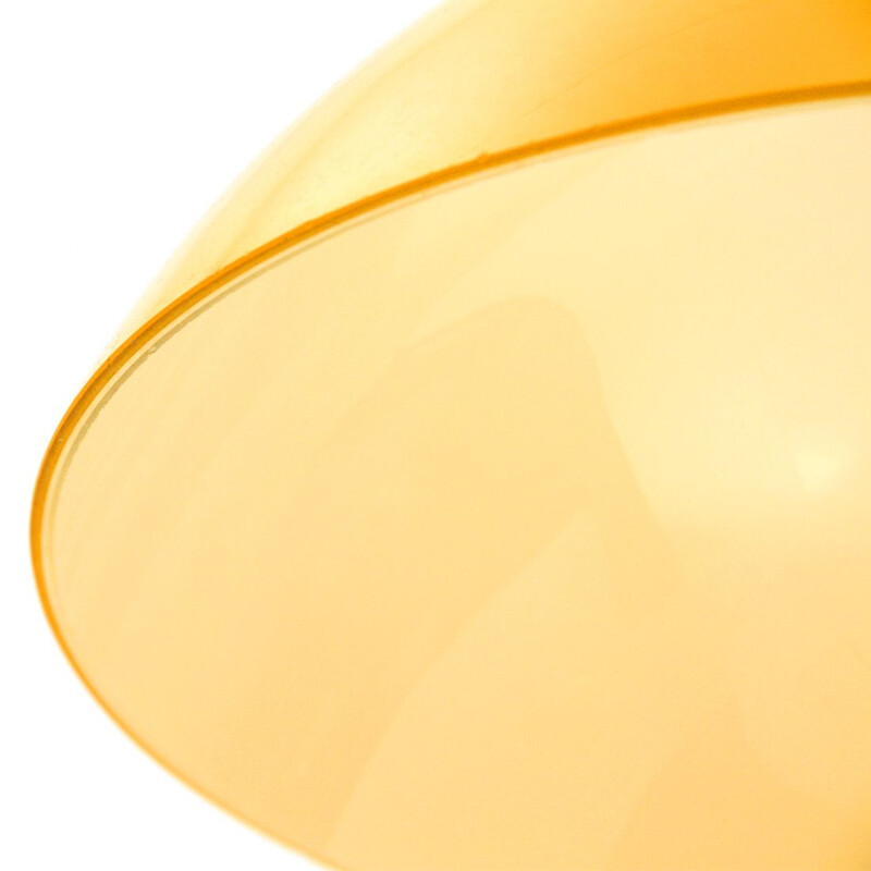 Yellow glass and chromed metal pendant lamp, Italy 1960