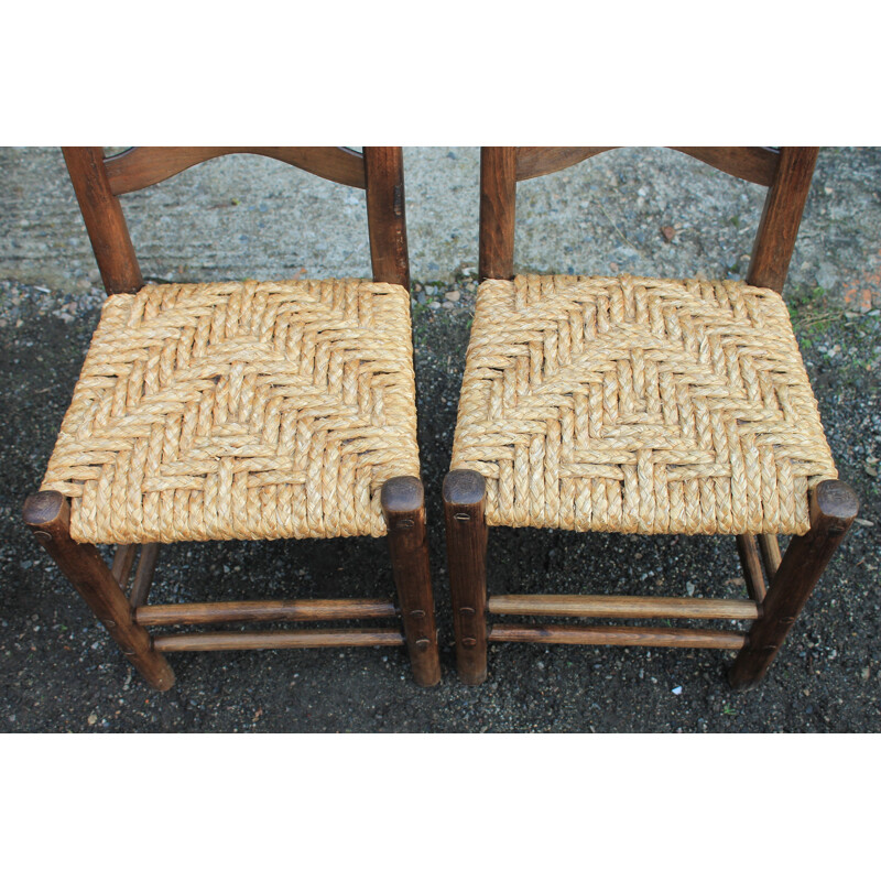 Lot de 4 chaises vintage brutalistes 1960