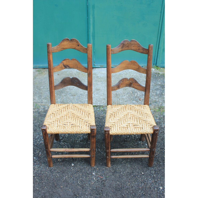 Lot de 4 chaises vintage brutalistes 1960