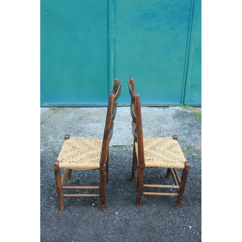 Set of 4 vintage brutalist chairs 1960