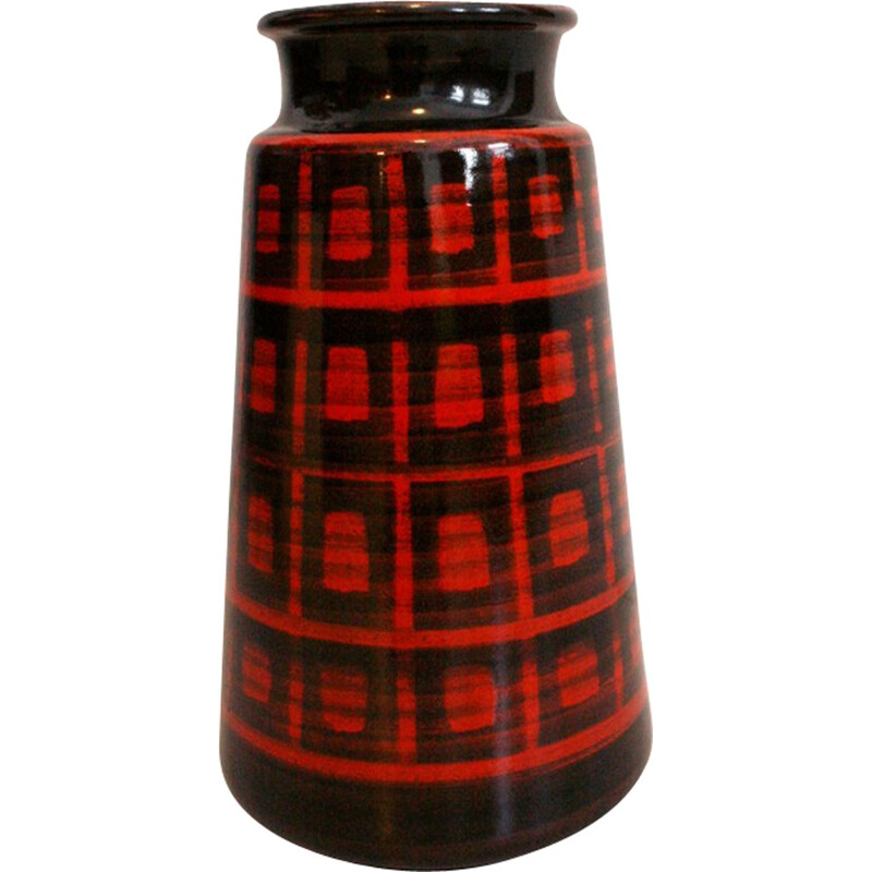 Mid-Century Wächtersbach vase in brown and red ceramic - 1960s