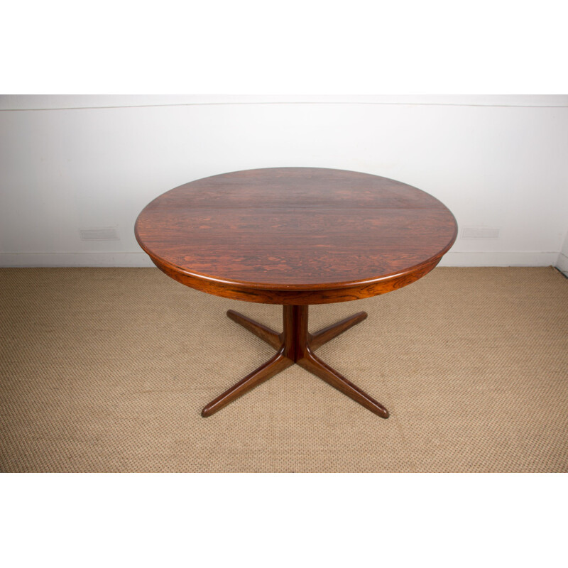 Vintage extensible table with central foot in Rio rosewood, Danish 1960