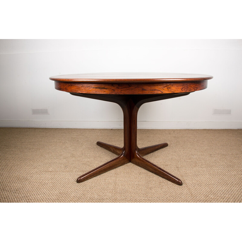 Vintage extensible table with central foot in Rio rosewood, Danish 1960