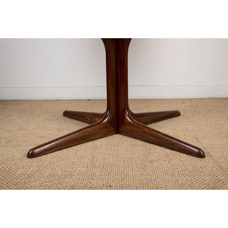Vintage extensible table with central foot in Rio rosewood, Danish 1960