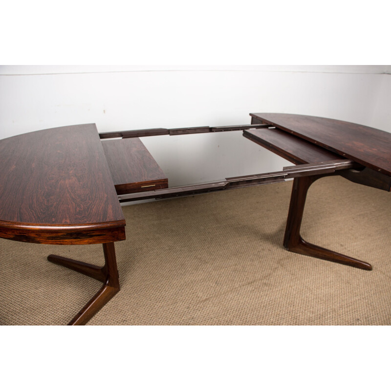 Vintage extensible table with central foot in Rio rosewood, Danish 1960