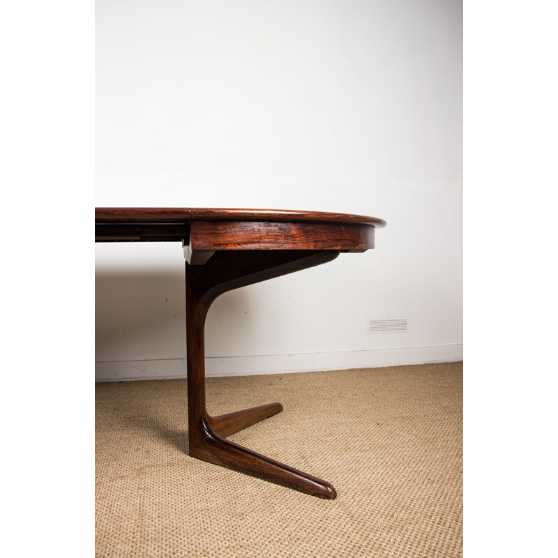 Vintage extensible table with central foot in Rio rosewood, Danish 1960