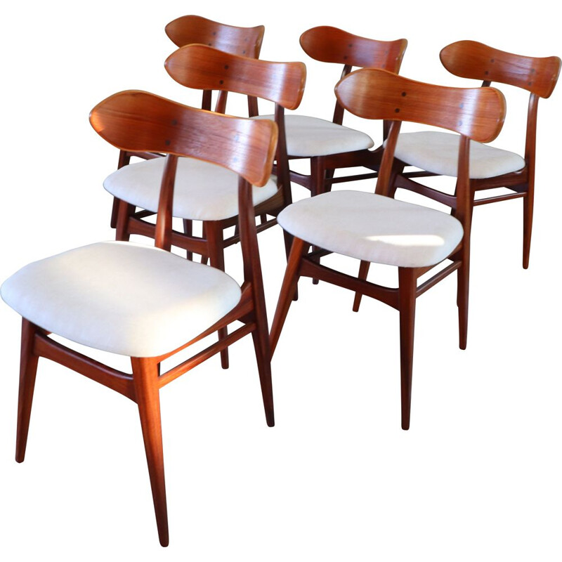 Set of 6 vintage Karstrup chairs by Louis Van Teeffelen for Webe