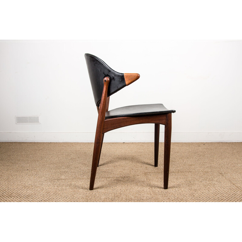 Vintage teak and skai office chair by Arne Vodder for Vamo Sonderborg, Denmark 1960