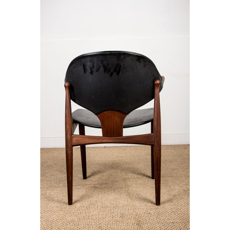 Vintage teak and skai office chair by Arne Vodder for Vamo Sonderborg, Denmark 1960