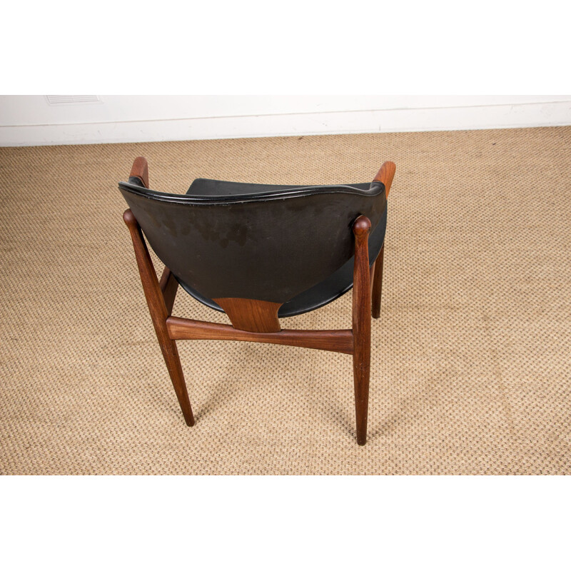 Vintage teak and skai office chair by Arne Vodder for Vamo Sonderborg, Denmark 1960