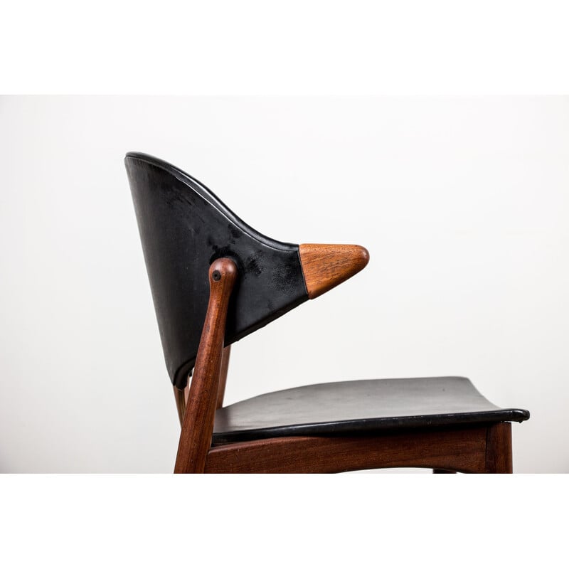 Vintage teak and skai office chair by Arne Vodder for Vamo Sonderborg, Denmark 1960