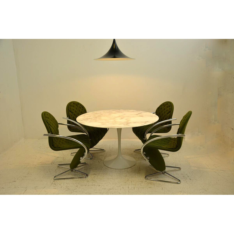 Lot of 4 vintage luxury chairs "System 123" by Fritz Hansen by Verner Panton, Denmark 1980