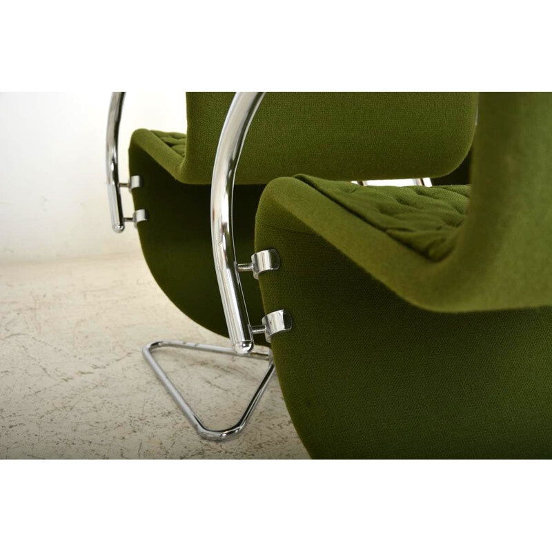 Lot of 4 vintage luxury chairs "System 123" by Fritz Hansen by Verner Panton, Denmark 1980