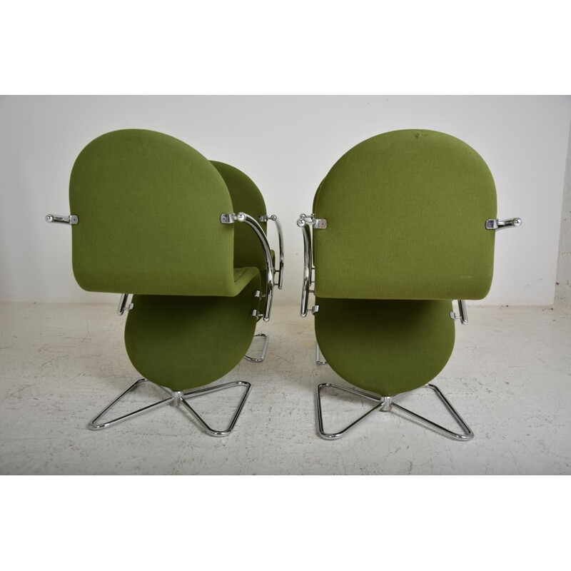 Lot of 4 vintage luxury chairs "System 123" by Fritz Hansen by Verner Panton, Denmark 1980