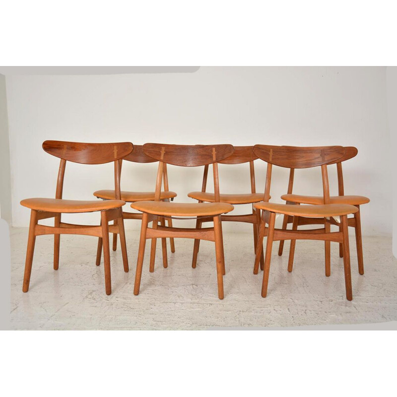 Lot de 6 chaises vintage CH30 par Hans Wegner pour Carl Hansen & Son