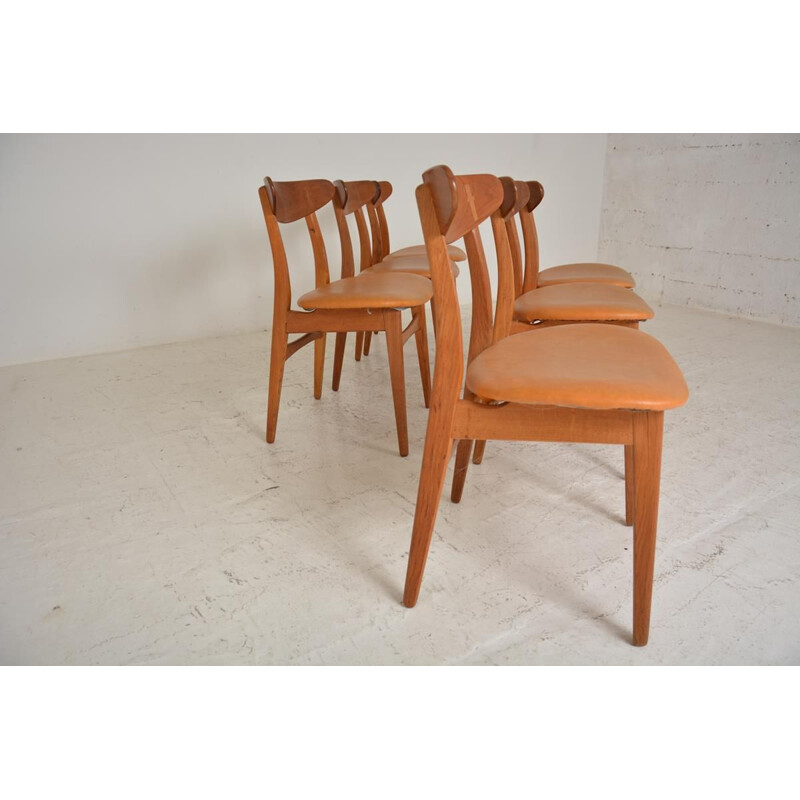Lot de 6 chaises vintage CH30 par Hans Wegner pour Carl Hansen & Son