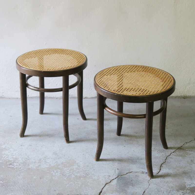 Pair of caned vintage stools