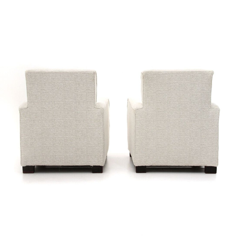Pair of vintage armchairs in white fabric 1930s
