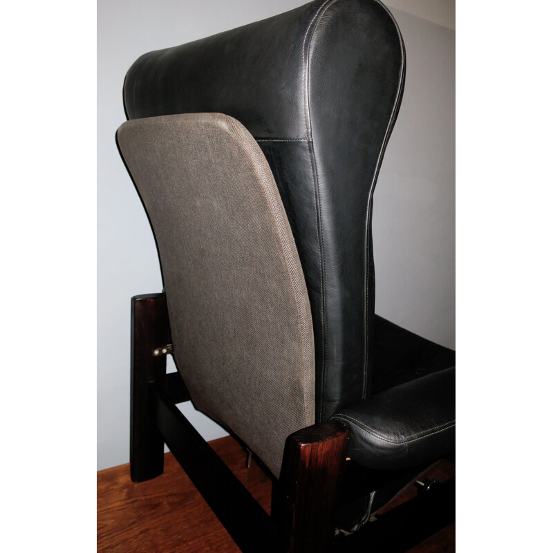 Vintage black leather lounge armchair, Danish 1960