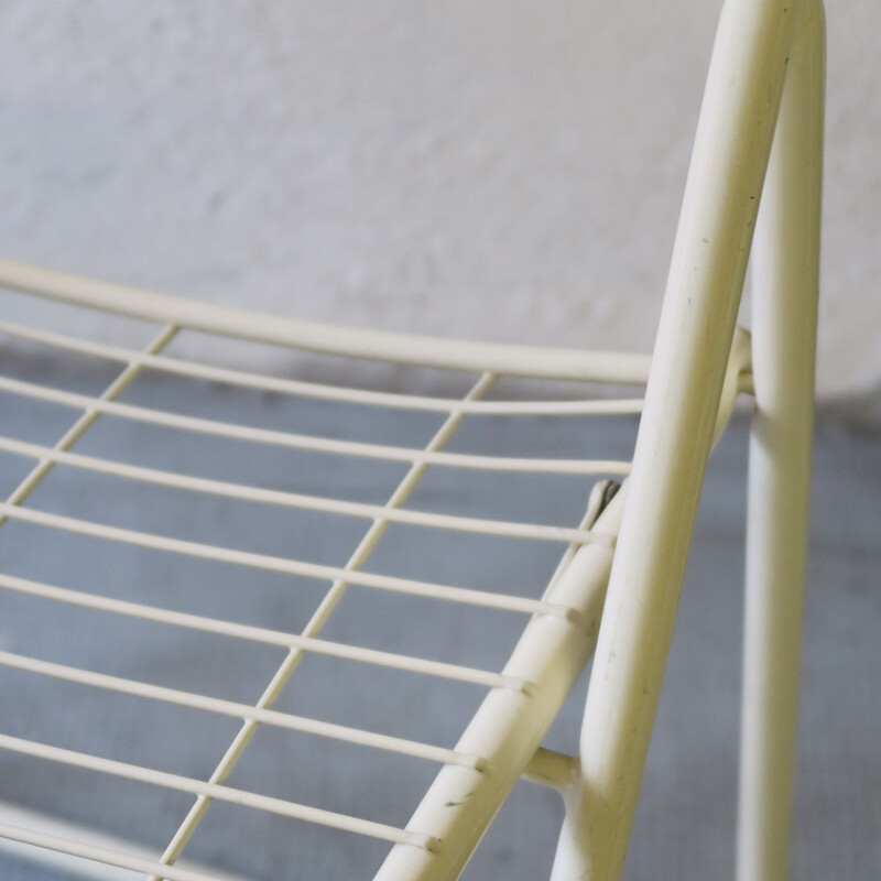 Pair of vintage white metal folding chairs 1980