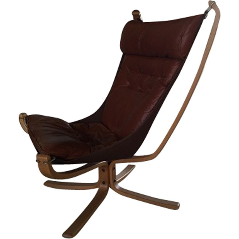 "Falcon" chair in leather and wood, Sigurd RESSELL - 1970s