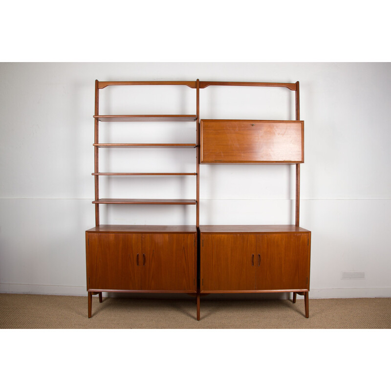 Large modular vintage teak shelf by Arne Hovmand Olsen for Jutex Danish