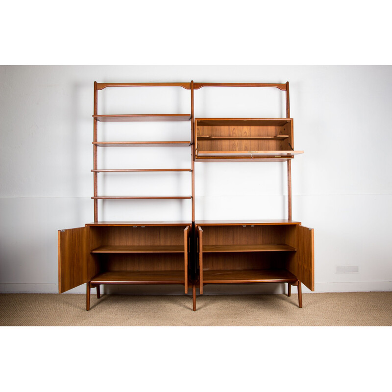 Large modular vintage teak shelf by Arne Hovmand Olsen for Jutex Danish