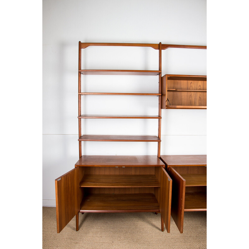 Large modular vintage teak shelf by Arne Hovmand Olsen for Jutex Danish