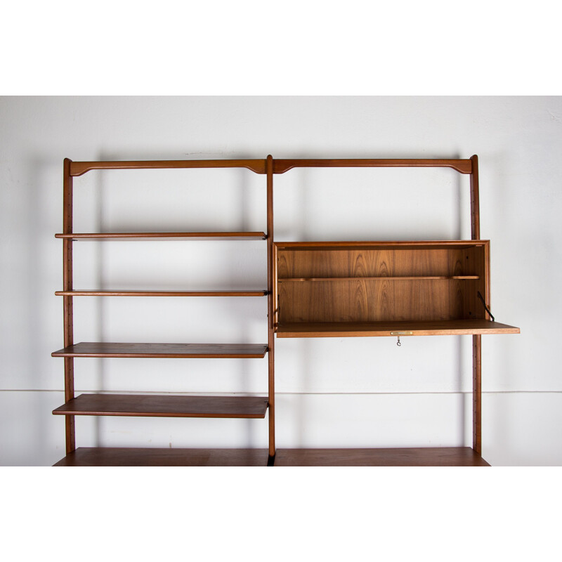 Large modular vintage teak shelf by Arne Hovmand Olsen for Jutex Danish