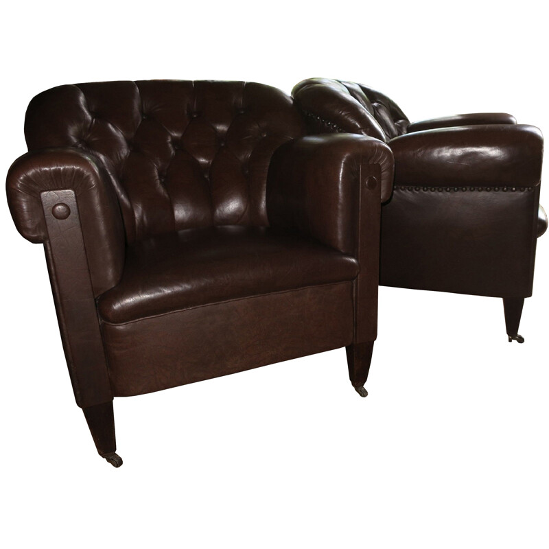 Vintage Dark Brown Leather Club Chair