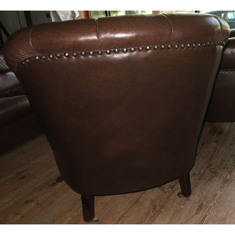 Vintage Dark Brown Leather Club Chair