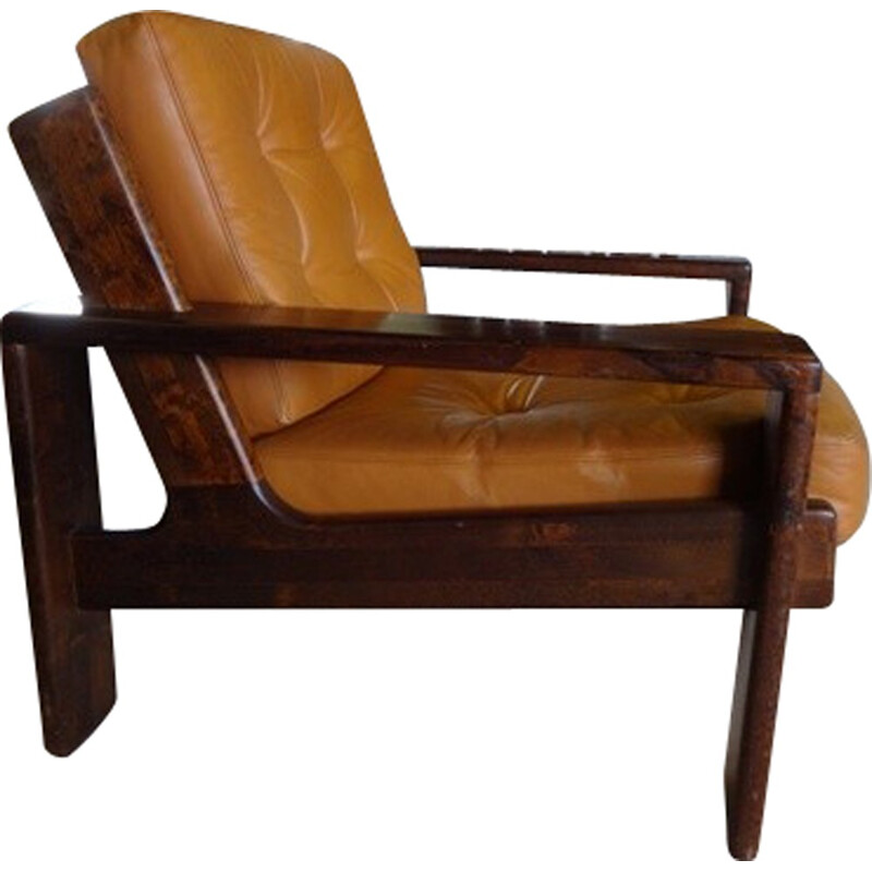 "Bonanza" chair in leather, Esko PAJAMIES - 1965