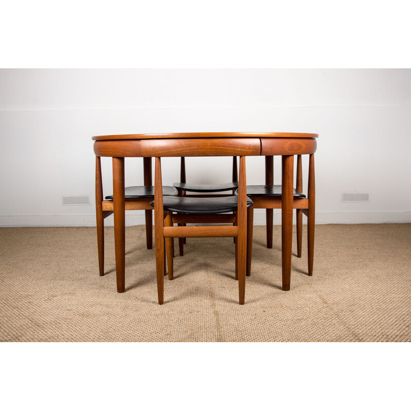 Vintage teak dining table and 4 chairs model 63031 by Hans Olsen for Frem Rojle, Denmark 1964s