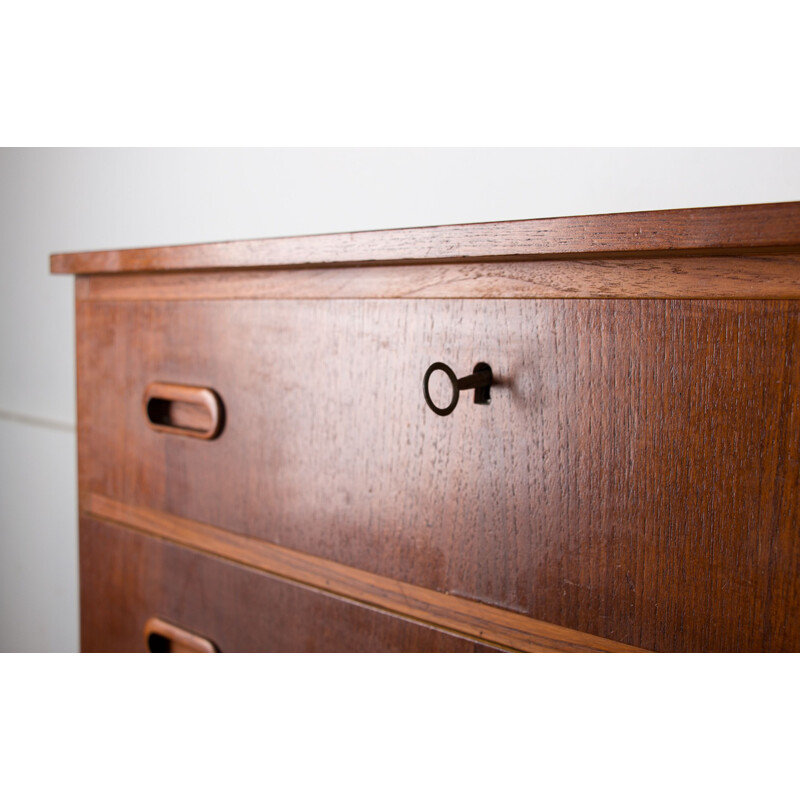 Large vintage 7 drawers teak chest of drawers Semainier, Danish 1960s