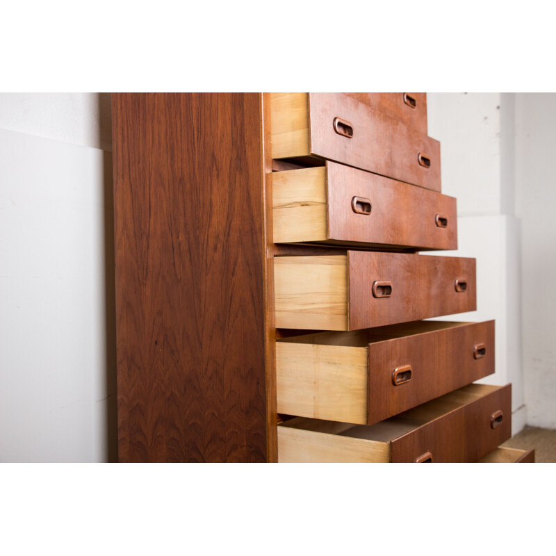 Large vintage 7 drawers teak chest of drawers Semainier, Danish 1960s