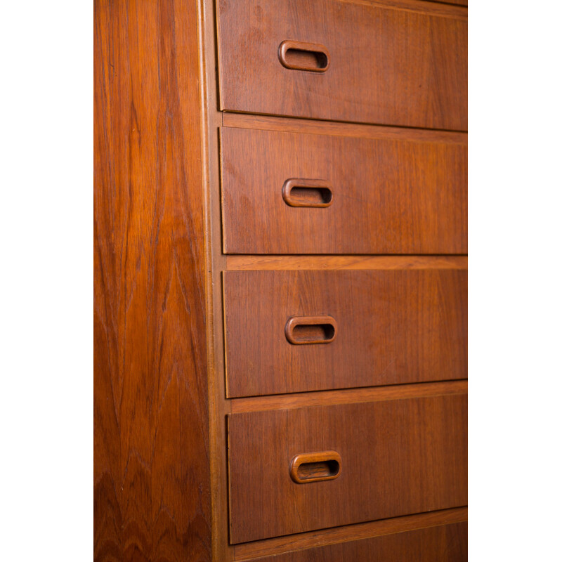 Large vintage 7 drawers teak chest of drawers Semainier, Danish 1960s