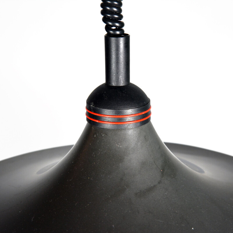 Vintage Black pendant lamp Kromer Leuchten, Germany 1980s