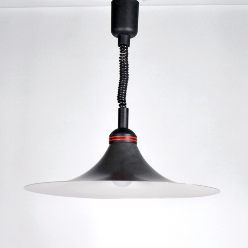 Vintage Black pendant lamp Kromer Leuchten, Germany 1980s