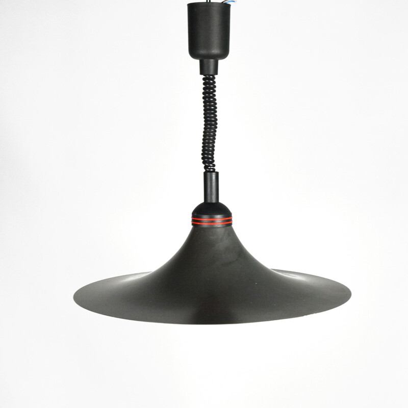 Vintage Black pendant lamp Kromer Leuchten, Germany 1980s