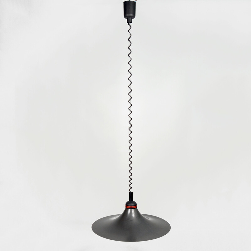 Vintage Black pendant lamp Kromer Leuchten, Germany 1980s