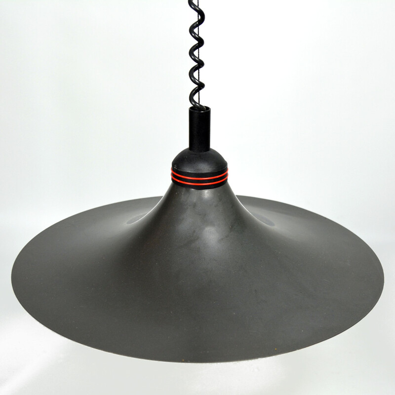 Vintage Black pendant lamp Kromer Leuchten, Germany 1980s