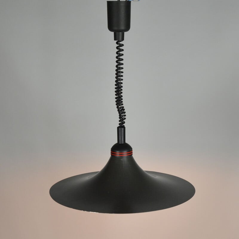Vintage Black pendant lamp Kromer Leuchten, Germany 1980s