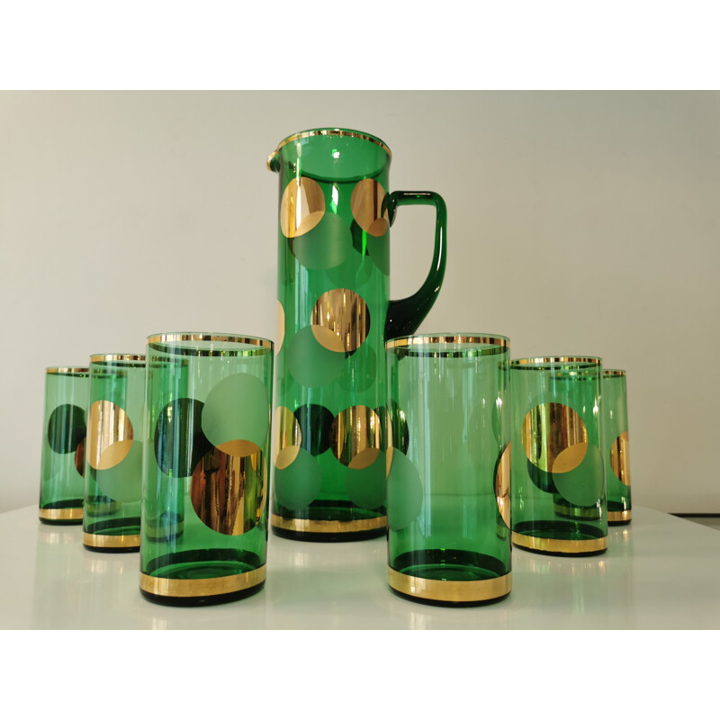 Vintage glass orangeade set 1970s