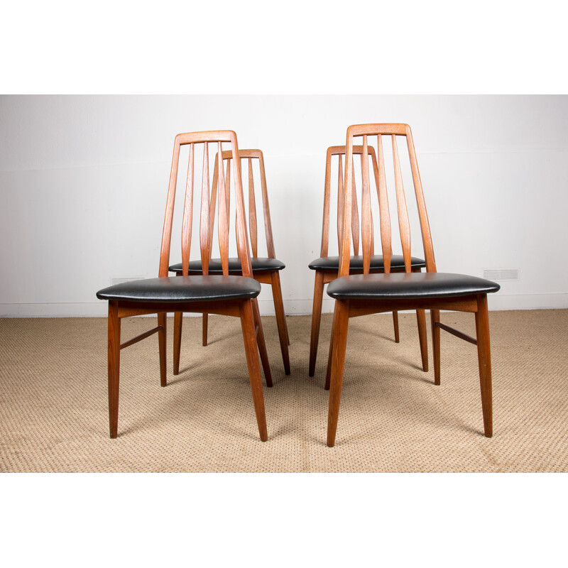 Set of 4 vintage teak chairs Eva by Niels Koefoed, Danish 1960s