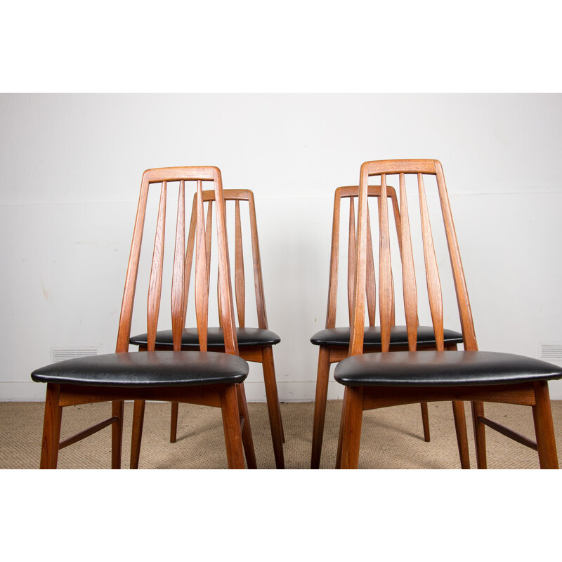Set of 4 vintage teak chairs Eva by Niels Koefoed, Danish 1960s