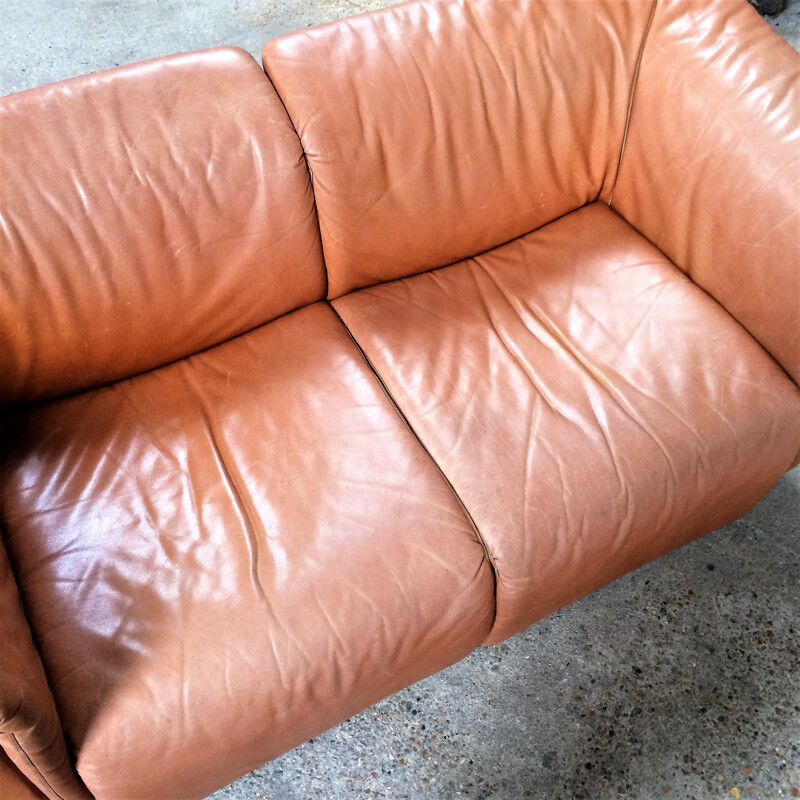 Vintage Leather Karl Wittmann Hochbarret sofa 1970s