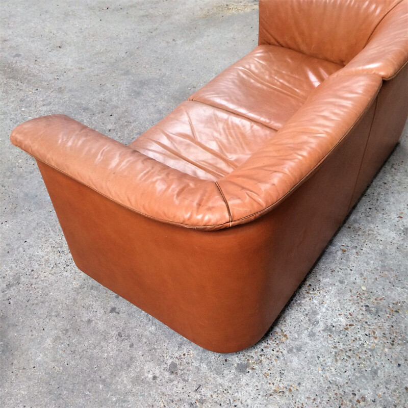 Vintage Leather Karl Wittmann Hochbarret sofa 1970s
