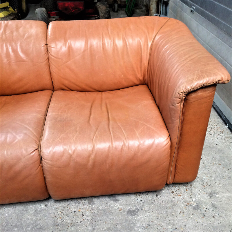 Vintage Leather Karl Wittmann Hochbarret sofa 1970s