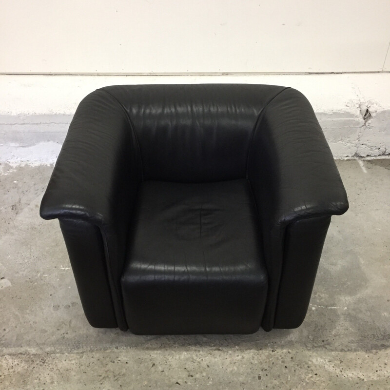 Vintage Black leather Hochbarett chair by Karl Wittmann 1970s